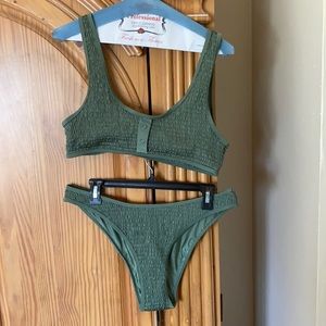 KENDALL + KYLIE GREEN RUCHED BIKINI